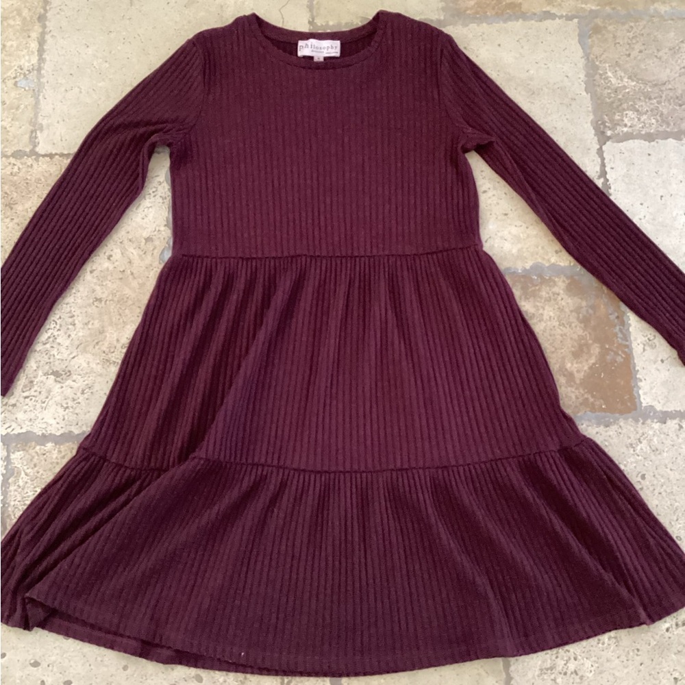 Philosophy Dress Womens M Red Knit Sweater A-Line Gathered Ruffled
M3